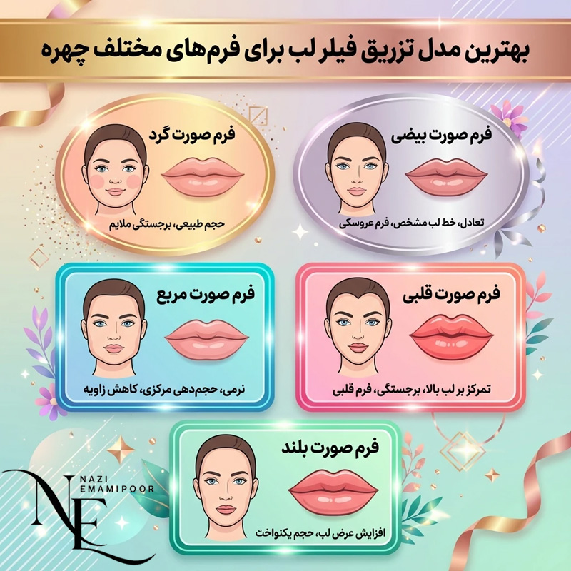 بهترین مدل تزریق فیلر لب برای فرم‌های مختلف چهره